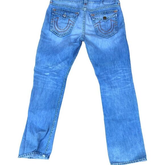 Rare True Religion Jeans Size 40 RICKY FLAP T Orange Stitch - Picture 8 of 13